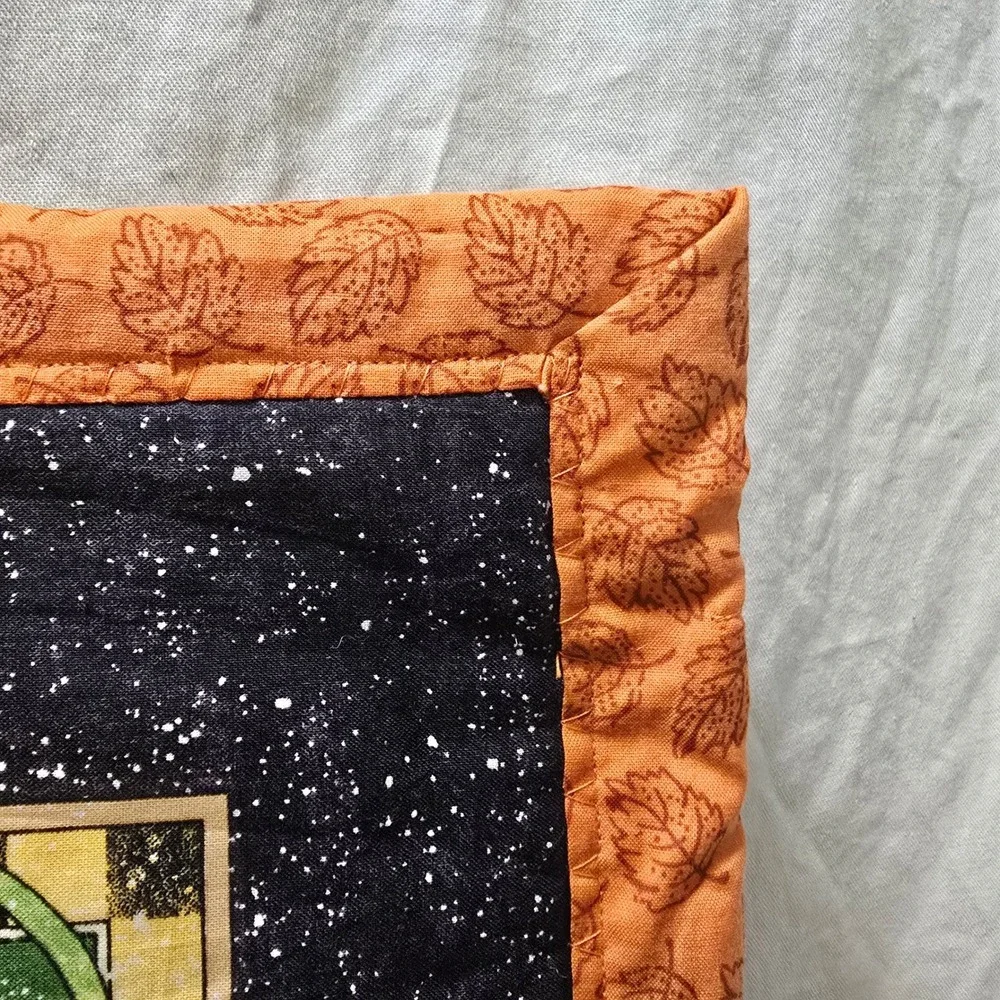 Handmade Halloween Welcome Banner Quilt Cat Pumpkin Crow House Fall Autumn Decor